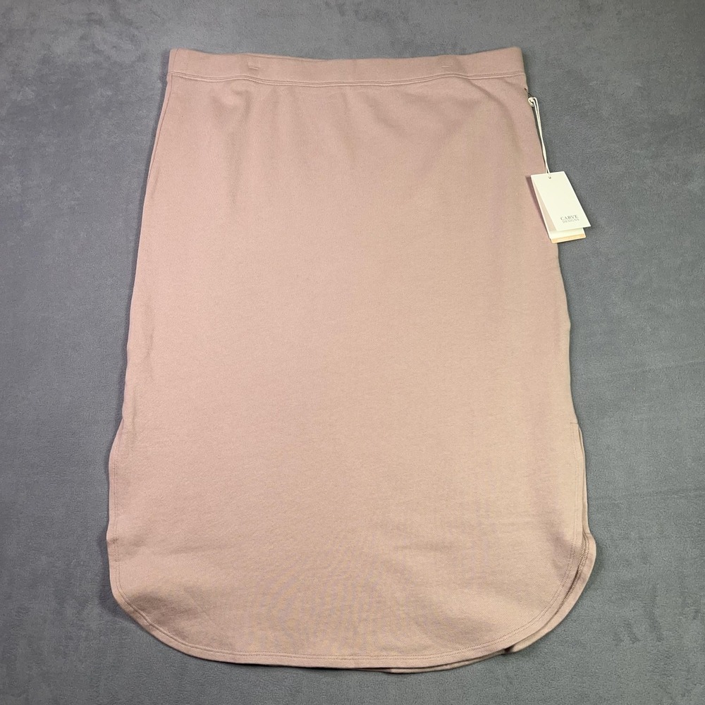Carve Designs June Skirt Women XL Fawn Pink Organic Cotton French Terry Midi NWT - Picture 1 of 9